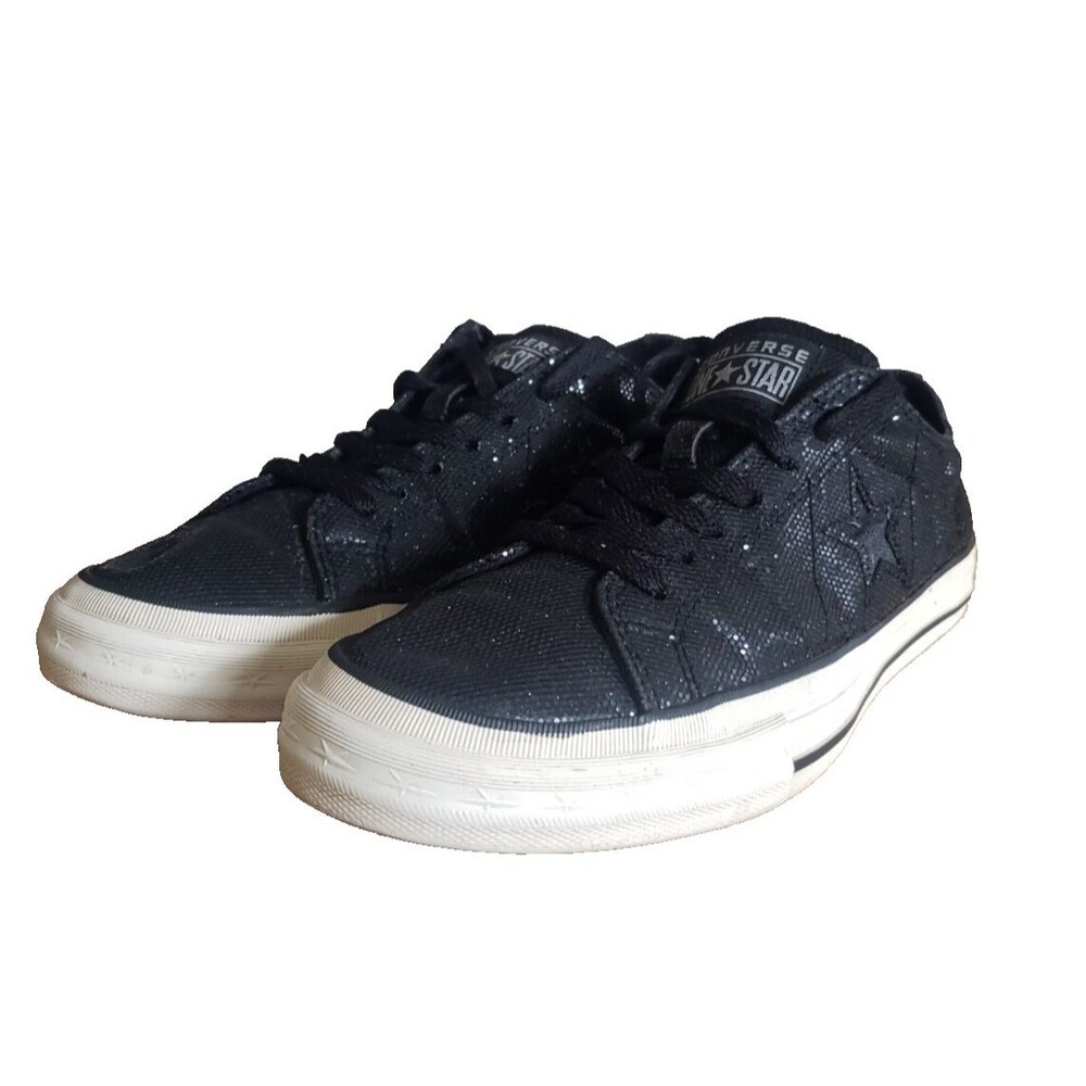 RARE Converse ONE STAR Sparkly Shoes Black Eyelets 512034FT  Women's Size 9